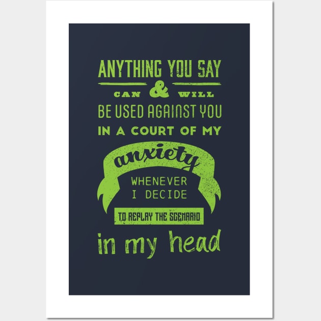 Anxiety Overthinking Typographic Quote Wall Art by Commykaze